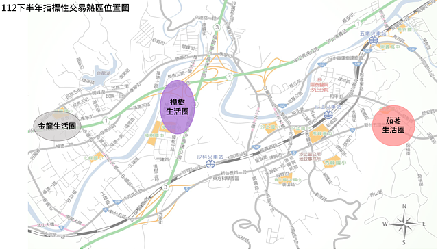 汐止區指標性交易熱區位置圖。圖／新北汐止地政所